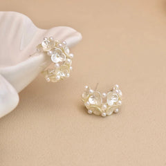 Ladies Flower Decorative Circle Hoop Earring Trendy Elegant Graceful Charms High Quality Bulk Jewelry Accessories for Causal