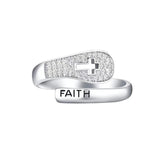 New Niche Faith Cross Hollowed-out Rings for Women European and American Fashion Design Customizable Ring Jewelry Accessory Bulk