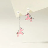 Cute Animals Horse Sweet Drop Earrings for Girls Kawaii Simple Solid Color Jewelry for Women Ladies Accessories Wholesale