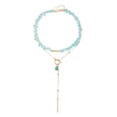 Fashion Blue Crystal Sweet Glitter Luxury Necklaces for Girls Elegant Charms Jewelry for Women Ladies Female Accessories