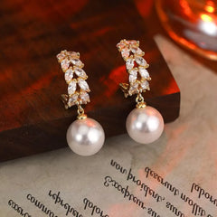 Female Simple Small Flower Imitation Pearl Rhinestone Earring Fashion Sparking High Quality Wholesale Daily Jewelry Accessories