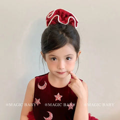 Solid Color Red Velvet Scrunchies for Kids Children Hair Accessories Classic Simple Fashion Hair Ties for Kids Children Hair Tie