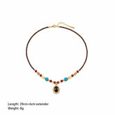 Women Tiger Eye Stone Red Agate Shell Natural Stone 18k Gold-plated Necklace S925 Silver Stud Earring Retro Fashion Jewelry Sets