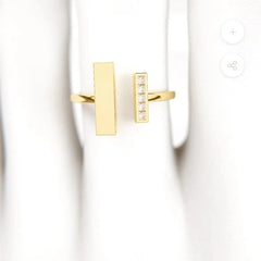 Women's Double T-shaped Rings with Zircon-encrusted InstaStyle Minimalist Rings Korean Fashionable Jewelry Unisex Accessory Bulk