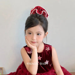 Solid Color Red Velvet Scrunchies for Kids Children Hair Accessories Classic Simple Fashion Hair Ties for Kids Children Hair Tie