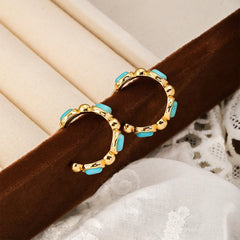 Fashion Turquoise Copper 18K Gold Hoop Earrings for Girls Elegant Vintage Jewelry for Women Ladies Wholesale China Factory