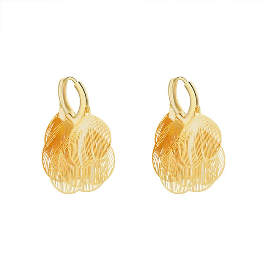 Female Tassel Earrings Women Super Fairy Hollow Metal Petal Earrings Fashionable Design Luxury High-end Elegant Earrings New
