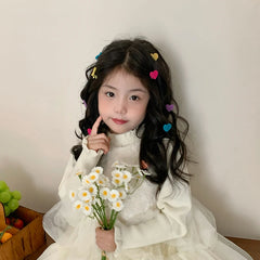 Fashion Solid Color Heart Shaped Hair Clips for Baby Girls Cute Sweet Mini Alligators for Kids Children Hair Accessories Chic