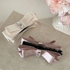 Fashion Elegant Glitter Bowknot Solid Color Hair Clips for Girls Banana Clips for Women Ladies Hair Accessories in Stock Sweet