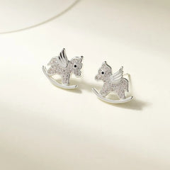 Female Horse Shape Gold Silver Color Mini Stud Earring Fashion Lovely Cute Simple Lightweight Bulk Order Daily Jewelry Accessory