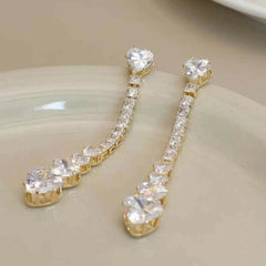 Ladies Heart Shape Mental Tassel Decorative Long Drop Earring Fashion Sparking Glitter Sequined Charms Bulk Jewelry Accessories