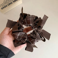 Fashion Ribbon Plaid Simple Scrunchies for Girls Elegant Autumn Winter Hair Ties for Women Ladies Hair Accessories in Stock