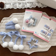 Fashion Blue Solid Color Bowknot Hair Clips for Baby Girls Elegant Sweet Alligators for Kids Children Hair Accessories in Stock