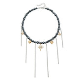 Fashion Beads Heart Link Tassel Necklaces for Girls Sweet Spicy Elegant Punk Y2K OOTD Jewelry for Women Ladies Accessories