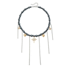 Fashion Beads Heart Link Tassel Necklaces for Girls Sweet Spicy Elegant Punk Y2K OOTD Jewelry for Women Ladies Accessories