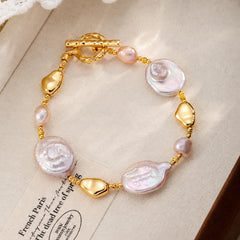 Fashion Freshwater Pearl Baroque Pearl 18K Gold Plated Jewelry Sets for Girls Necklace Bracelets Jewelry for Women Ladies