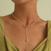Fashion French Style Imitation Pearl Simple Necklaces for Girls Elegant Trendy Glamorous Jewellry for Women Ladies Accessories
