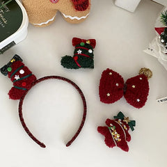 2025 Christmas Bowknot Santa Claws Socks Hairbands for Baby Girls Cute Sweet Glitter Head Bands for Kids Child Hair Accessories