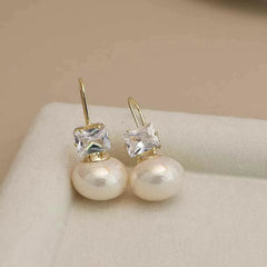 Ladies Rhinestone Imitation Pearl Small Drop Earring Fashion Elegant Charms Glamorous Wholesale Jewelry Accessories for Causal