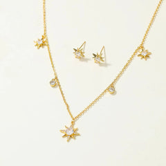 Fashion Elegant Charms Refined Necklaces for Girls Trendy Stud Earrings Jewellry Sets for Women Ladies Accessories Female