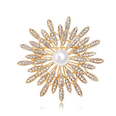 Fashion Glitter Flowers Floral Sweet Brooches for Girls Trendy Stylish Glamorous Pins Jewelry for Women Ladies Accessories