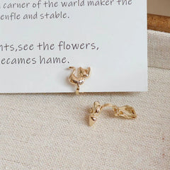 Ladies Cat Shape Imitation Pearl Decorative Mini Clip-on Earring Fashion Elegant Cute Charms Bulk Jewelry Accessories for Daily