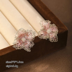 Fashion Luxury Hand-Painted Knit Wire Crochet Stud Earrings for Girls Sweet Flower Jewelry for Women Ladies Wholesale Bulk