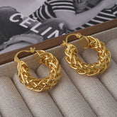 Ins Fashionable Woven Twist Hoop Earrings Ear Buckles Niche Design High-end Retro Cool Aesthetic Earrings European and American