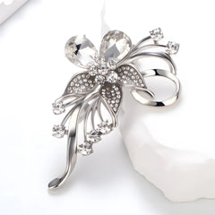 Fashion Glitter Sparking Rhinestone Brooches for Girls Sweet Flowers Floral Pins Jewelry for Women Ladies Accessories Wholesale