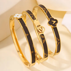 New Trendy Leather Bracelet with Chain Strips High-end Light Luxury Bangles Fashionable Jewelry Women's Accessories Wholesales