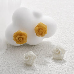 Women's Exquisite Flower Earrings Compact Metal Mesh Woven Rose Stud Earrings Elegant Personalized Casual Fashionable Earrings