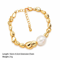Women Gold Baroque Pearl 18k Gold-plated Necklace Bracelet Elegant Fashion Low MOQ Factory Price in Stock Jewelry for Female