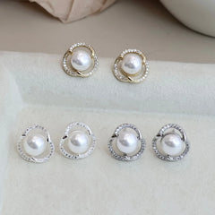 Sweet Fashion Imitation Pearl Simple Stud Earrings for Girls Elegant Graceful Chic Trendy Jewellry for Women Ladies Accessories