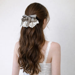 Elegant Lace Ribbon Barrette with Bow and Ruffles Hair Clips for Women Original Design Banana Clip Fashion Hair Accessories Bulk
