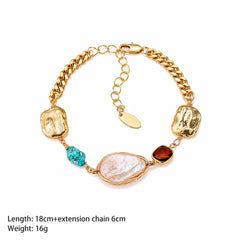 Fashion Turquoise Baroque Pearl Natural Stone Freshwater Pearl Bracelets for Girls Vintage Jewelry for Women Ladies Wholesale