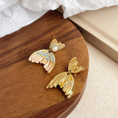 Fashion S925 Silver Copper 18K Gold Plated Mermaid Freshwater Pearl Earrings for Girls Sweet Cute Jewelry for Women Ladies Bulk
