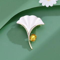 Fashion Plants Gingko Elegant Sweet Brooches for Girls Trendy Stylish Vintage Jewelry for Women Ladies Accessories Wholesale