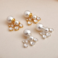 Korean-style Fashionable Large Imitation Pearl and Water Drop Zircon Earrings Exquisite High-end Elegant Ear Jewelry Wholesale
