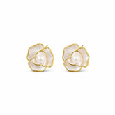 Fashion Flower Camellia S925 Silver Copper 18K Gold Plated Stud Earrings for Girls Sweet Jewelry for Women Ladies Wholesale