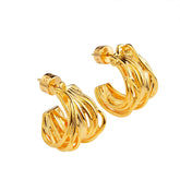 European and American Trendy Earrings Copper Simple C-shaped Irregular Earring Women's High-end Fashion Earrings Niche Design