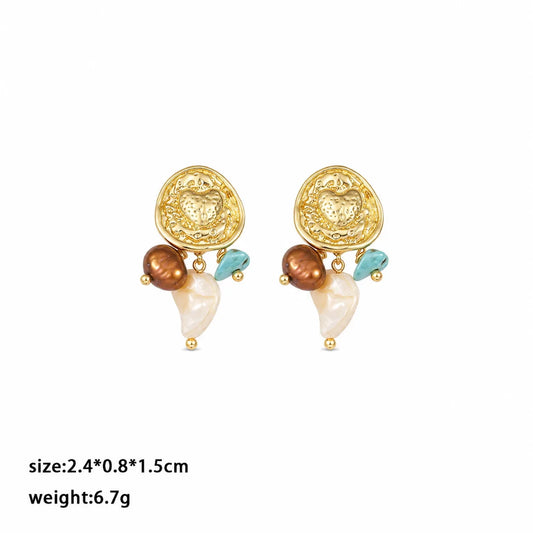 Fashion Turquoise Freshwater Pearl Shell Drop Earrings for Girls Boho Elegant Jewelry for Women Ladies Wholesale China Factory