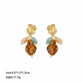Fashion Conch Shell Amazonite Stone Copper 18K Gold Drop Earrings for Girls Vintage Luxury Jewelry for Women Ladies Wholesale