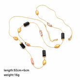 Unisex Gold Chain Wooden Cylinder Copper Beads Natural Stone Necklace Fashion Charms Dainty Low MOQ in Stock Jewelry for Daily