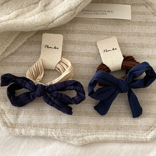 Fashion Trendy Bowknot Solid Color Scrunchies for Girls Sweet Simple Elegant Hair Ties for Women Ladies Hair Accessories Chic