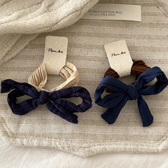 Fashion Trendy Bowknot Solid Color Scrunchies for Girls Sweet Simple Elegant Hair Ties for Women Ladies Hair Accessories Chic