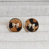 Fashion Bowknot Leopard Classic Stud Earrings for Girls Simple Minimlistic Jewelry for Women Ladies Accessories Heart Shaped