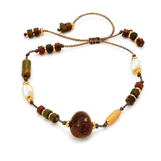 Women Natural Stone Copper Shell Bodhi Seeds Bracelet 18k Gold-plated Necklace Vintage Fashion in Stock Jewelry for Causal Daily