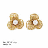 Fashion Copper Wire Crochet Flower Artisan Work Stud Earrings for Girls Sweet Jewelry for Women Ladies Wholesale China Factory