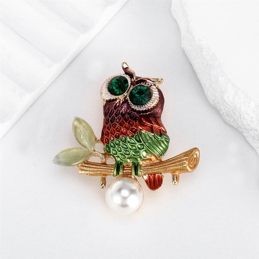 Fashion Glitter Sparking Luxury Rhinestone Birds Owl Brooches for Girls Sweet Pins Jewelry for Women Ladies Accessories Hot Sale