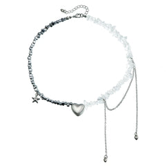 Fashion Trendy Heart Beads Simple Necklaces for Girls Sweet Tassel Stylish Jewelry for Women Ladies Accessories Wholesale